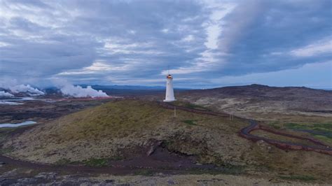 Reykjanesviti Lighthouse at Summer Twilight in Geothermal Area ...