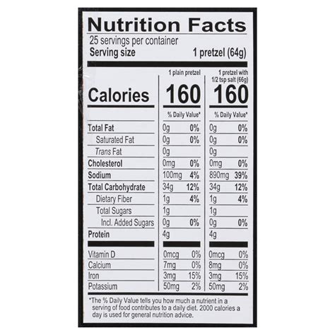 Super Pretzel Nutrition Label | Besto Blog
