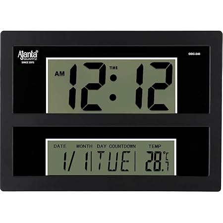 Buy Ajanta Quartz Plastic Abstract Rectangle Digital Alarm Wall Clock ...