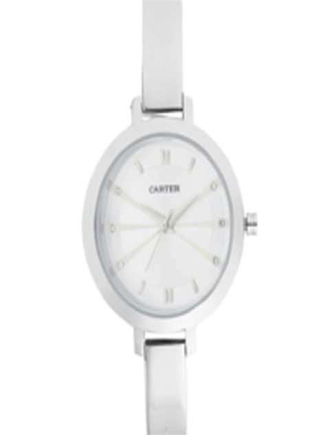 Buy Sandy D Carter Women White Brass Dial & Silver Toned Bracelet Style Straps Analogue Watch ...