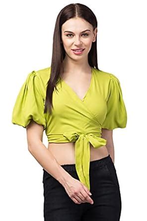 PLUCKILY Casual Regular Sleeves Solid Women,Over LAPE,Top (Medium ...