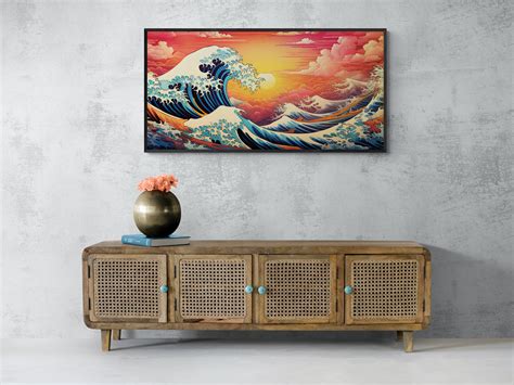 The Great Wave off Kanagawa Reimagined, Modern Japanese Wave Art Ukiyo-e Wall Art, Living Room ...
