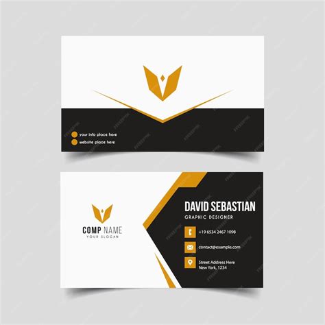 Vector minimalist and elegant business card template with yellow color ...