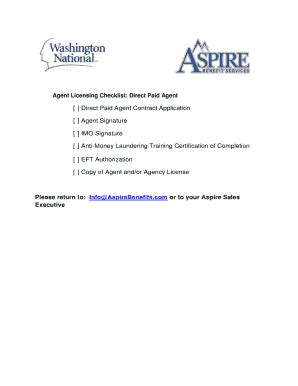 Fillable Online Agent Licensing Checklist Direct Paid Agent Fax Email ...