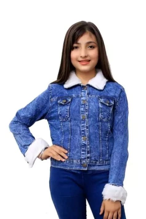 Girls Solid Full Sleeves Denim Jacket (9-10 Year) : Amazon.in: Fashion