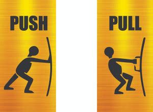 Signkart 30.48 cm Push Pull Metallic Gold Color Sign Sticker for Glass ...