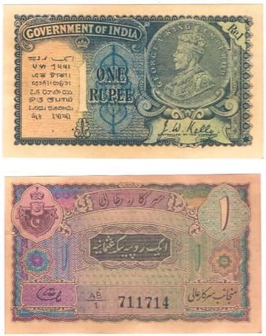 Paper British India King George V One Rupee And Hydrabad Nizzam One ...