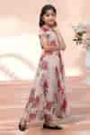 Buy Peach Georgette Printed Long Dress For Girls by Petite Pomme Online ...