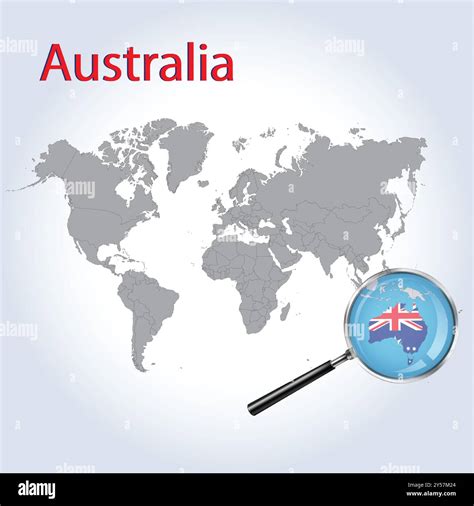 Australia Magnified Map and Flag, Australia Enlargement Maps, Vector Art Stock Vector Image ...