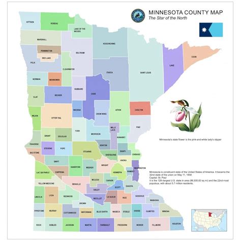 Wall Art Impressions™ 24"x36" Vibrant Minnesota County Map: A Colorful ...