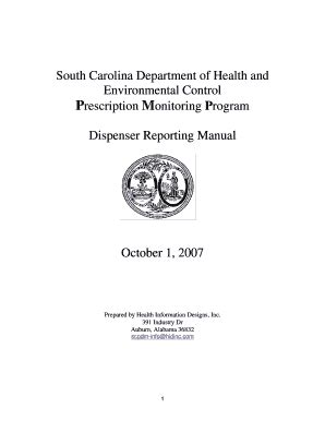 Fillable Online SC DHEC Dispenser Reporting Manual - South Carolina ...