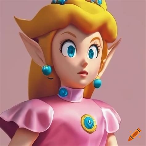 Link dressed in princess peach's pink silk ballgown on Craiyon