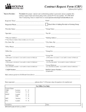 Molina Contract Request Form - Fill and Sign Printable Template Online