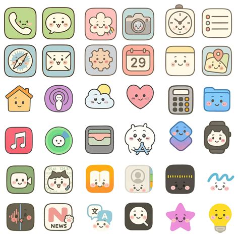 Kawaii Ios Icon Pack: Pastel Cartoon App Icons, Whimsical Theme ...