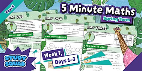 👉 Study Squad 5 Minute Maths - Year 6 Spring - Week 7 Days 1-3