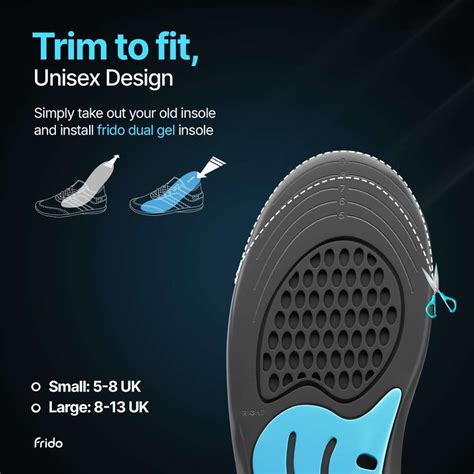 Frido Dual Gel Insoles, Extra Comfort & Support, Trim-to-fit, Made in ...