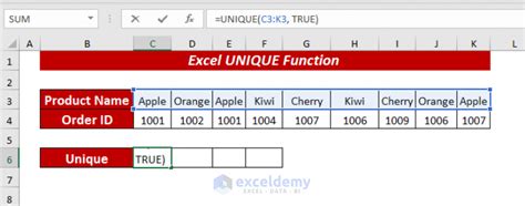 Excel Unique Function 的图像结果