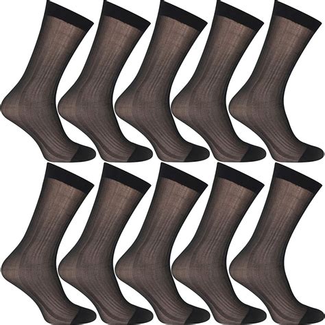 Amazon.com: Uaussi 10 Pairs Mens Ultra Thin Dress Socks Silk Sheer ...