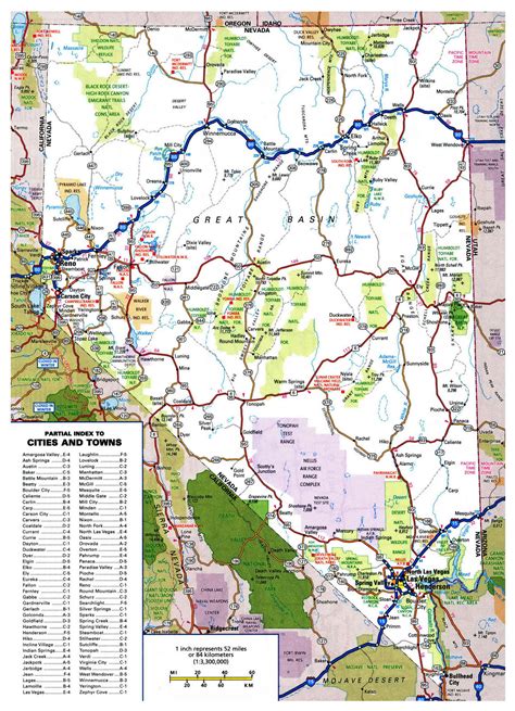 Large Detailed Roads And Highways Map Of Nevada State With National ...