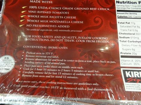 Kirkland Signature Beef Lasagna