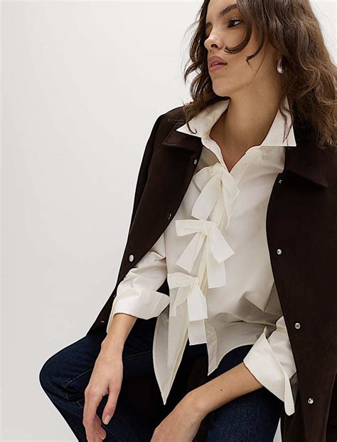 Buy Pure Cotton Bow Detail Collared Shirt at Marks & Spencer