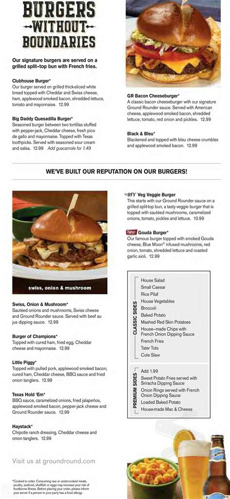 Ground Round Grill & Bar menu in St Joseph, Missouri, USA