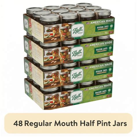 (4 pack) Ball 8 oz Mason Jars, Regular Mouth Half Pint Canning Jars ...