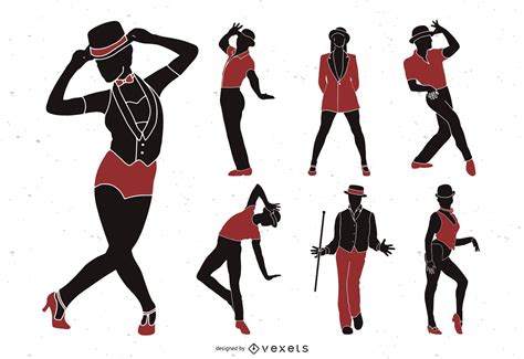 Jazz Dancers Silhouette Set Vector Download