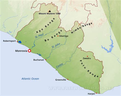 Liberia Physical Map