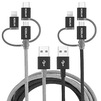 kobilar Multi Charging Cable 2pack 3.3ft, Apple MFi Certified,USB A to ...