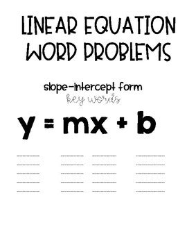 Image result for Slope-Intercept Word Problems