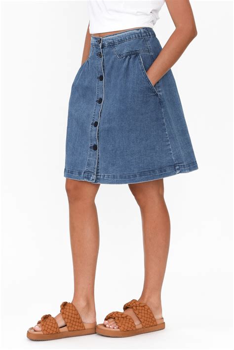 Amanda Light Blue Stretch Denim Skirt - Blue Bungalow