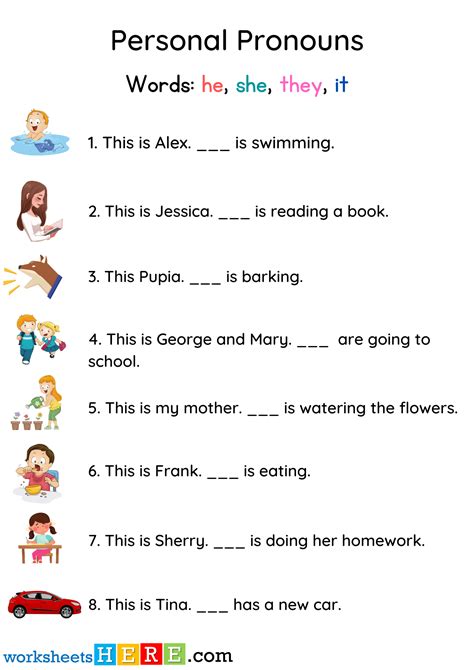 Personal Pronouns Exercises with Answers, Pronouns Worksheet with ...