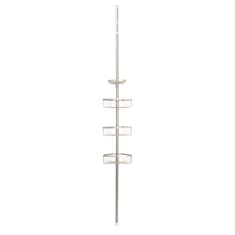 Style Selections Satin nickel Steel 4 -Shelf Tension pole Freestanding ...