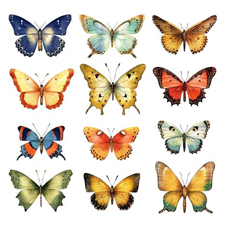 Premium Photo | A set of different types of butterflies