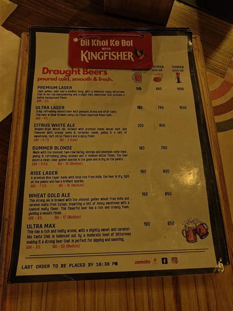 Menu at Beer Tapper Rooftop Pub Beer Pub Family Resto Pub, Mysuru