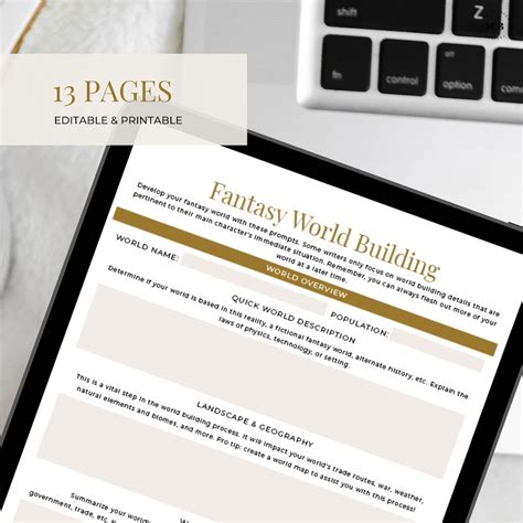 Fantasy Worldbuilding Template, World Building Novel Worksheets ...