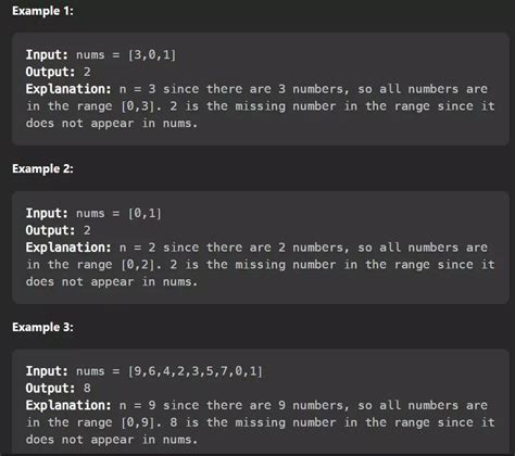 268 Missing Number Java 的图像结果
