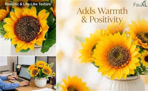 Buy FauXL Artificial Sunflowers, Artificial Flowers with Ceramic Pot ...