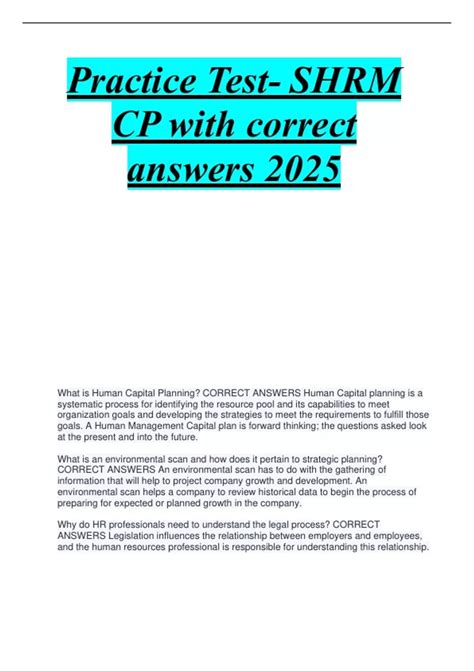 Practice Test- SHRM CP with correct answers 2025 - Practice Test- SHRM ...
