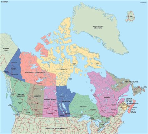 canada political map. Eps Illustrator Map | Vector maps