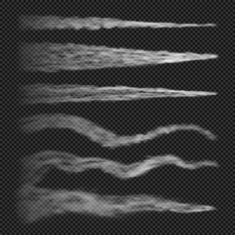 Airplane condensation trails smoke isolated on transparent | Free Vector