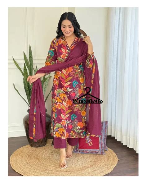 Rangrasia RAMAYA FLORAL PRINTED COTTON SUIT -WINE Price in India - Buy ...