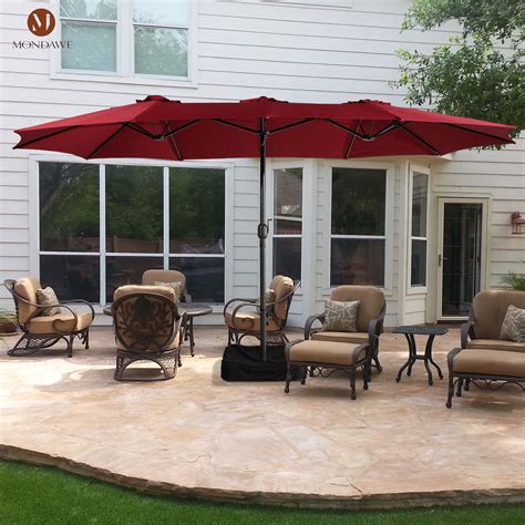 15ft Large Patio Umbrella, Double-Sided with Crank Handle, Waterproof ...
