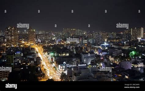Ho Chi Minh City's District 1 skyline photographed at night