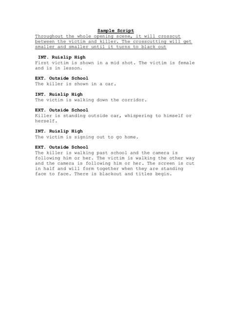 Image result for Script Sample Format