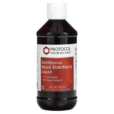 Protocol for Life Balance, Sambucus Black Elderberry Liquid, 500 mg, 8 ...