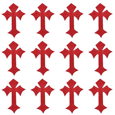 Morcheiong12pcs Cross Patches Iron On Cross Embroidered Applique Patch ...