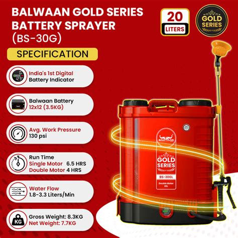Buy Balwaal Gold Series BS-30G Double Motor Battery Sprayer Online at ...
