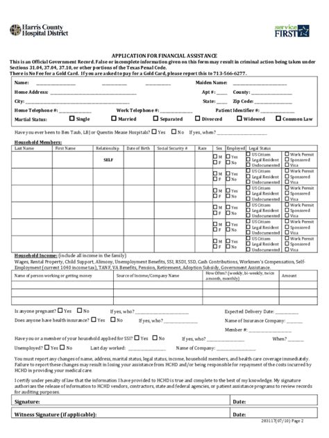 2010 Form Harris Health System 283117 Fill Online, Printable, Fillable ...
